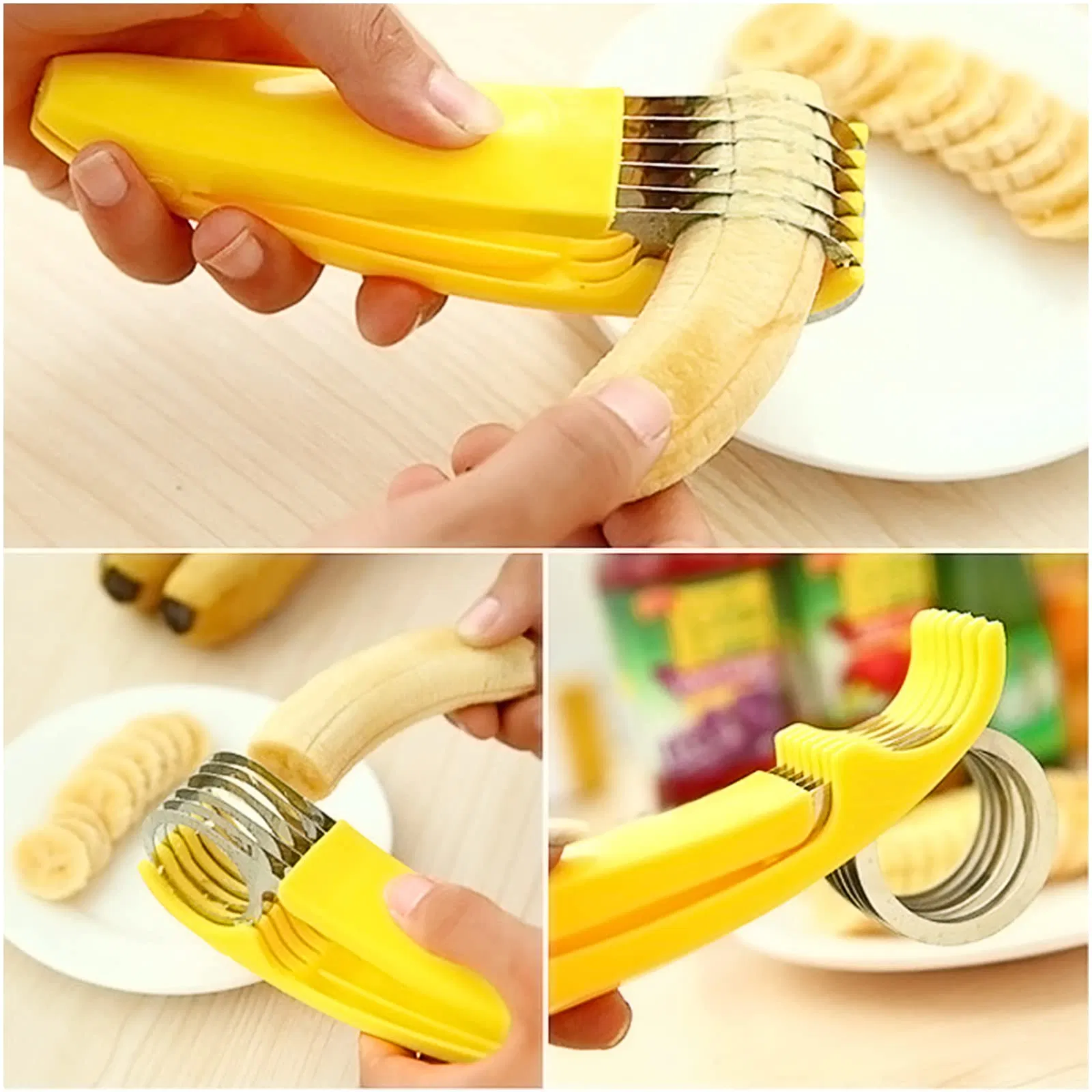 Banana Slicer Stainless Steel Fruit Vegetable Salad Cutter Peeler
