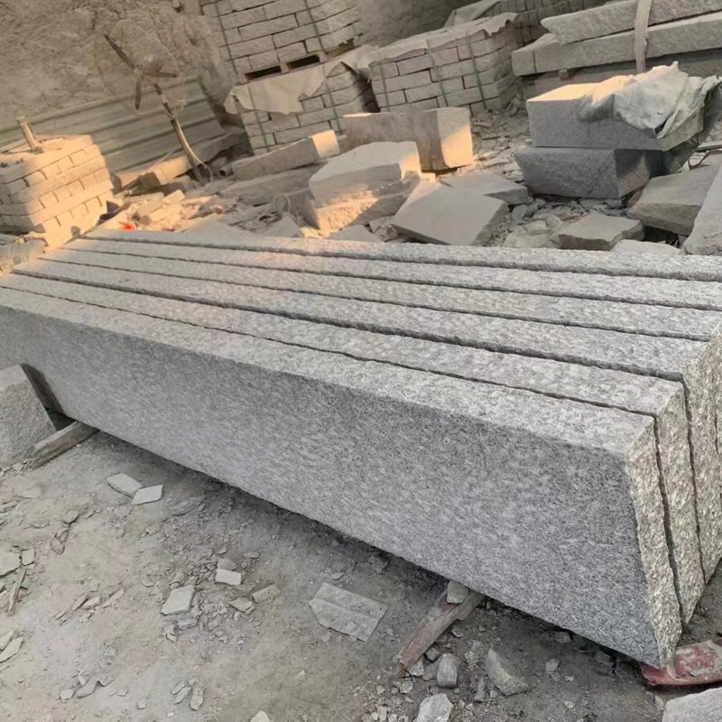 Chiseled Grey Granite Curbstone & Kerbstone Natural Grey Granite Slab Tile Project