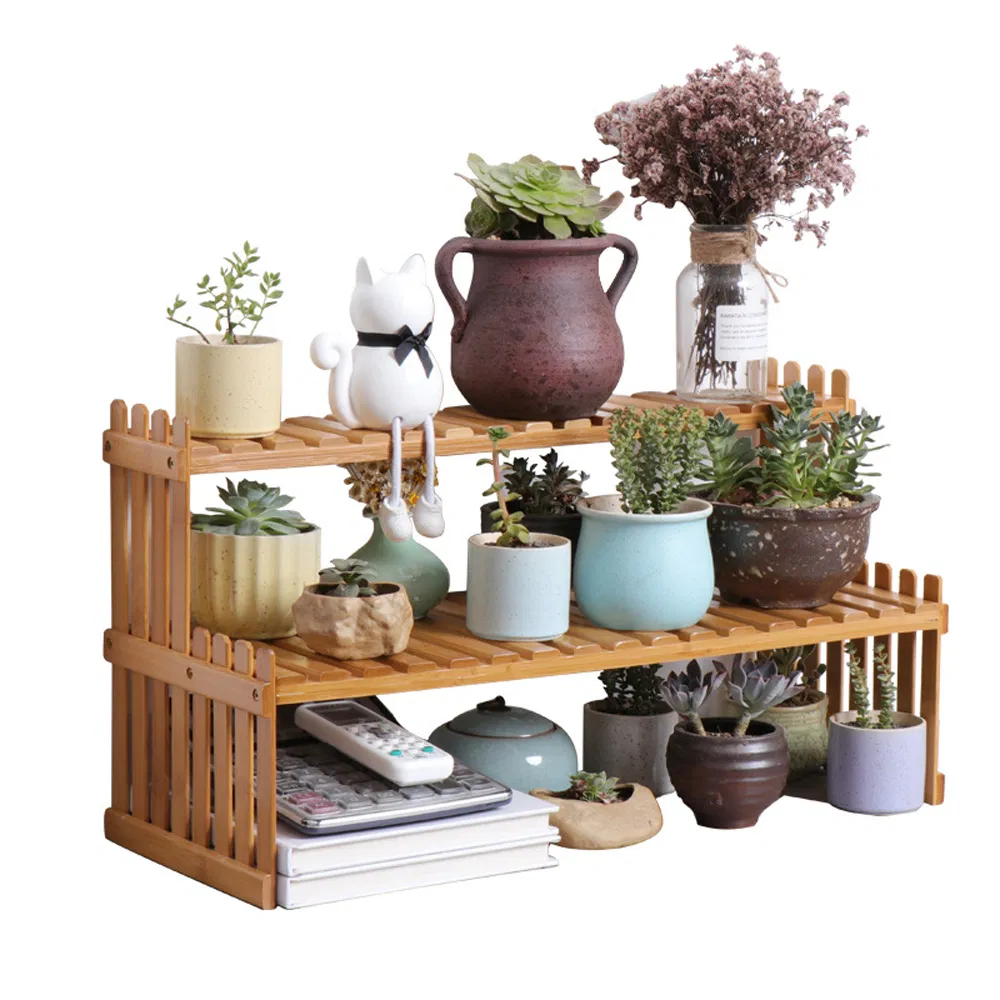 Simple Office Pot Rack Multi-Layer Solid Wood Small Flower Stand