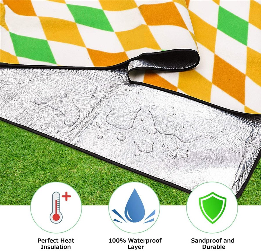 Picnic Blankets Extra Large Waterproof Foldable Picnic Mat with 3 Tier Water Sand Proof Material Portable Outdoor Picnic Blankets for Beach Camping Hiking