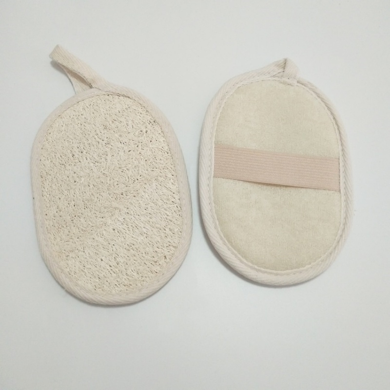 C004 10*14.5cm Eco-Friendly Exfoliating Loofah Pad Luffa Bath Sponge Pads with String