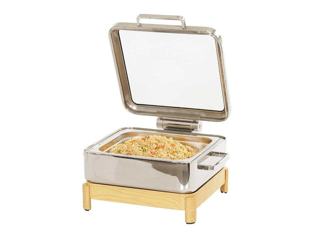 Luxury Stainless Steel and Wooden Buffet Chafing Dish