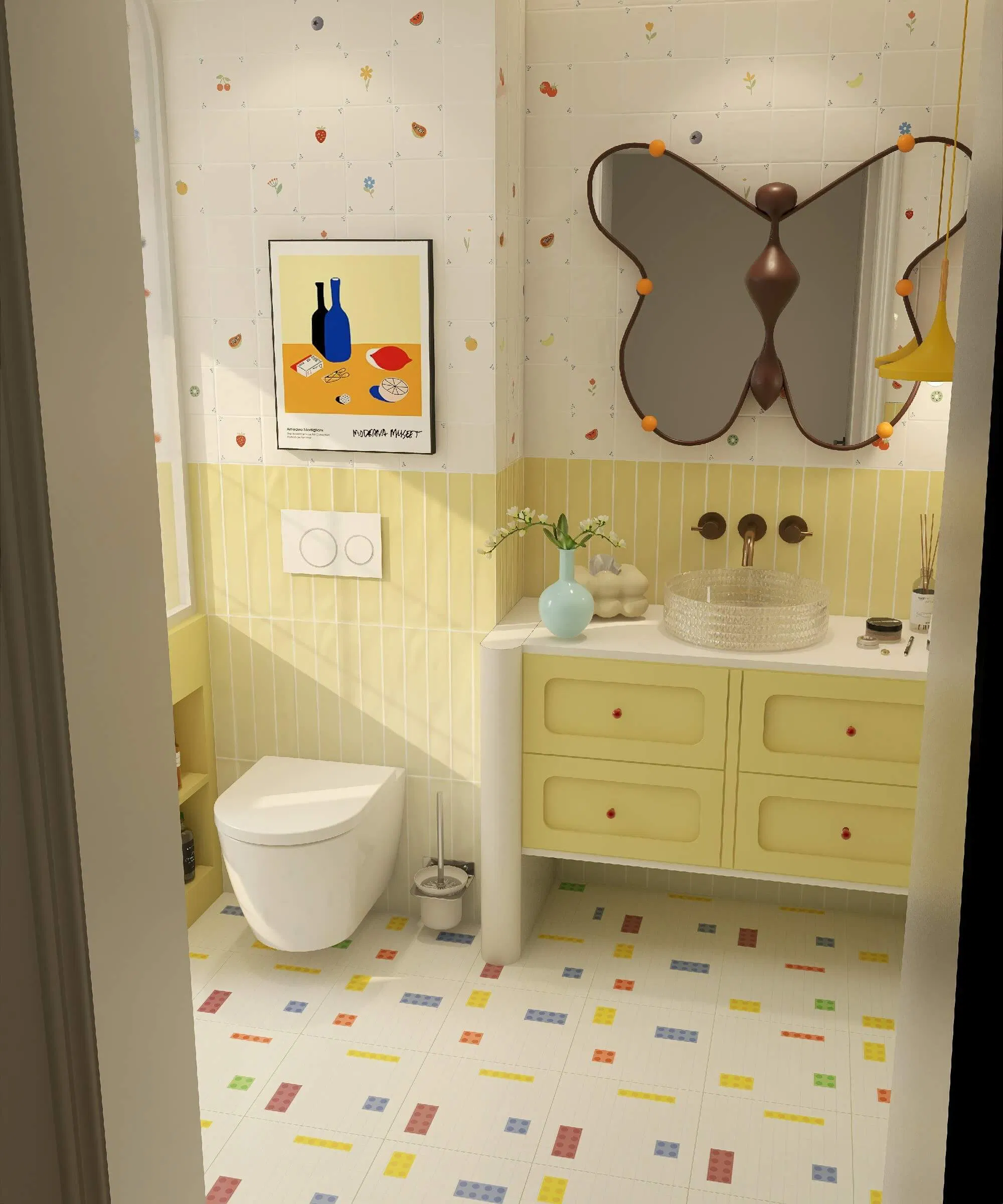 Керамическая плитка 600x1200 мм с фруктовым принтом, глянцевая