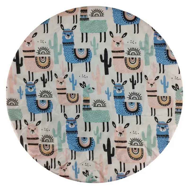 Quiet Girl Printing Shower Caps Double Layer Satin Llama Shower Cap