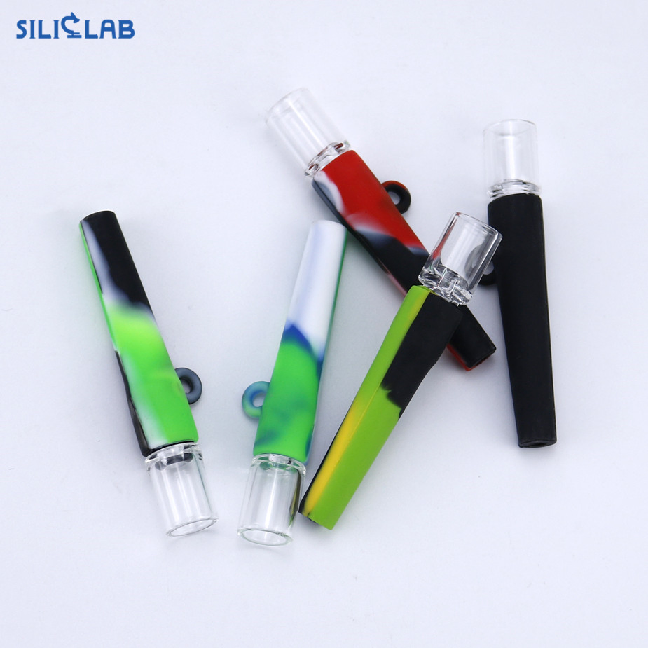 Custom Glass One Hitter Smoking Pipe Silicone Taster Bats