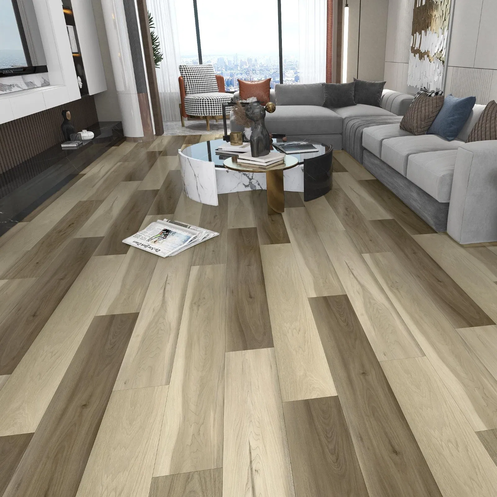 Водостойкий ламинат SPC с фаской, под дуб, 4-6 мм