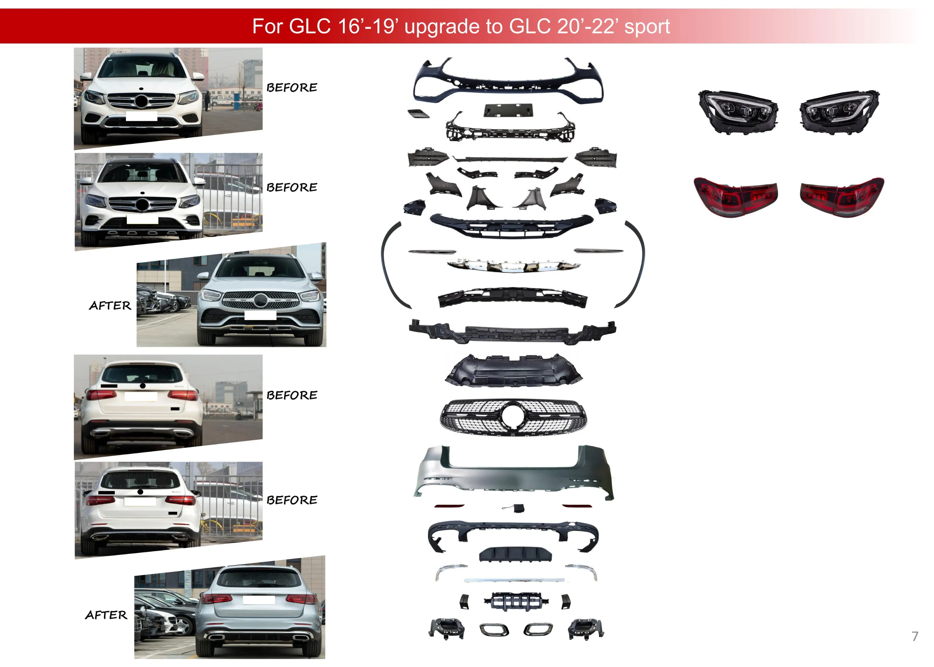 Кузовной обвес Sport Bumper для Mercedes-Benz GLE 350 (167) 2021 с решеткой радиатора под GLE 450