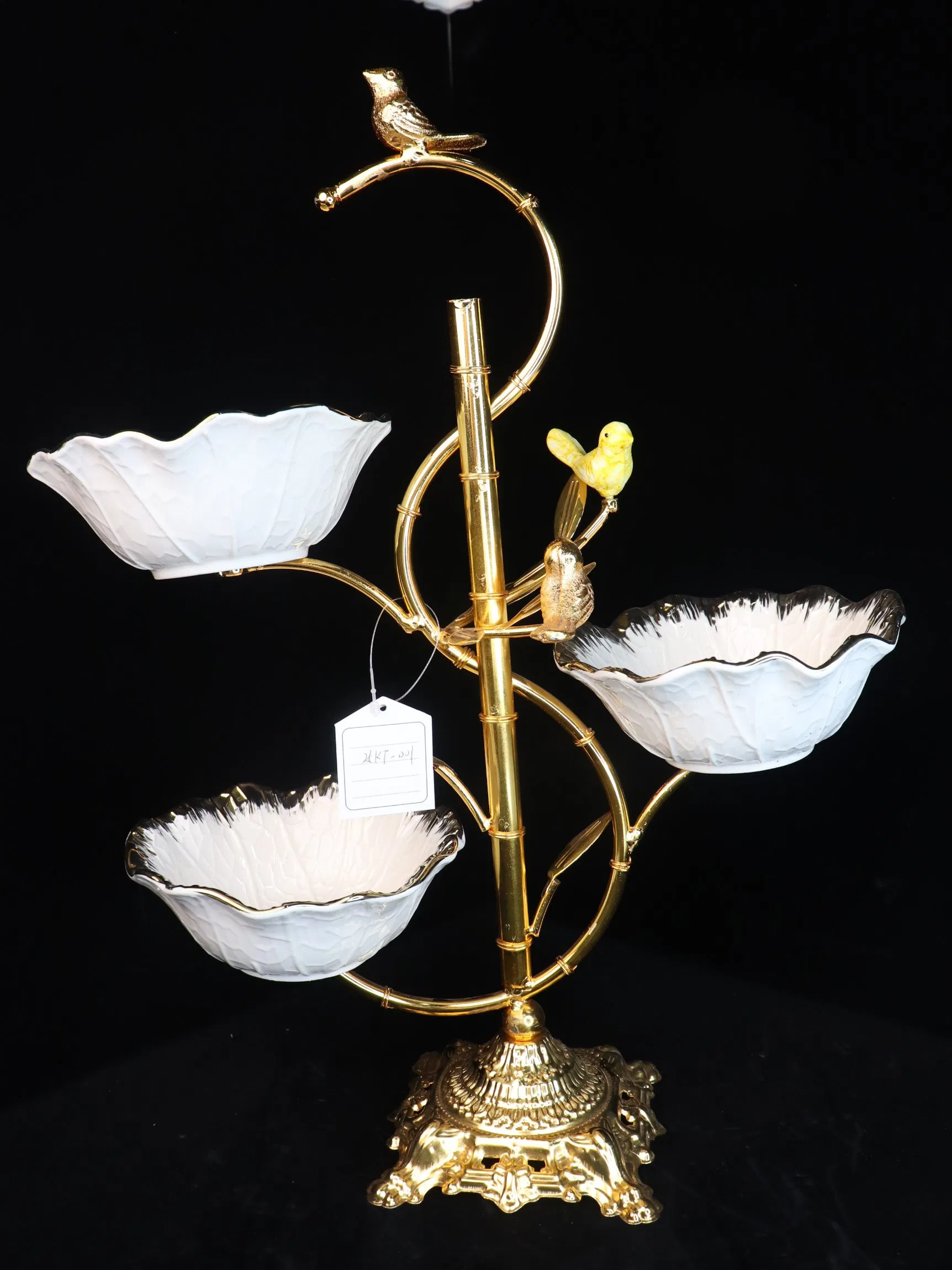 Elegant Gold Plated Iron 3-Piece Fruit Bowl Set