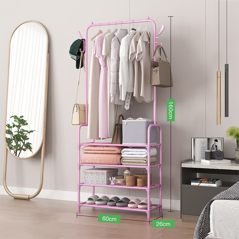 Home Bedroom Furniture Cloth Hanging Storage Removing Shelf Display Stand Rack Coat Rack with Wheels