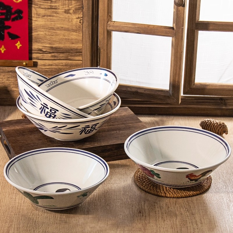Chinese Style Custom Logo Restaurant Serving Bowl Melamine Noodle Ramen Bowls