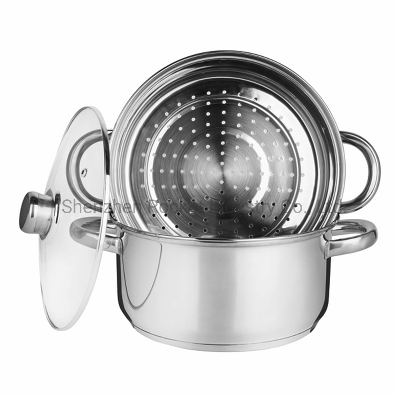 Кастрюля-пароварка 22 см 2-х уровневая, нержавеющая сталь