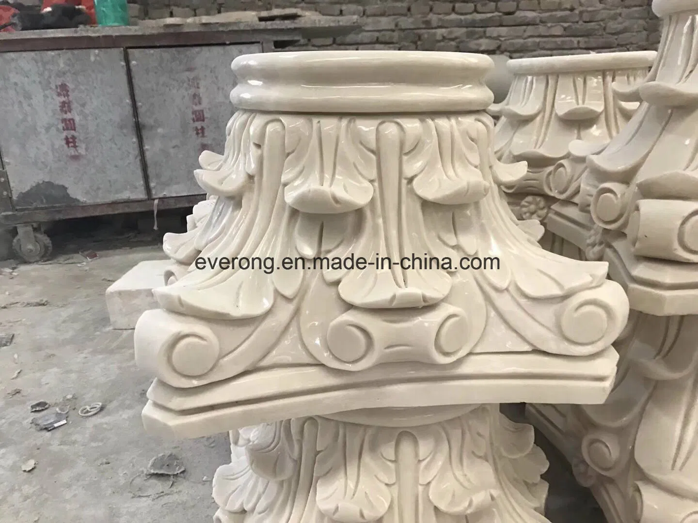 Hand Carved Antique Marble Roman Column Base. Stone Pedestal Pillar Base