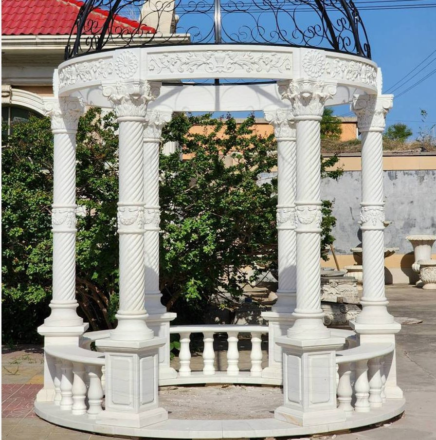 Marble Stone Column Pedestal Plant Stand Hand Carved Column