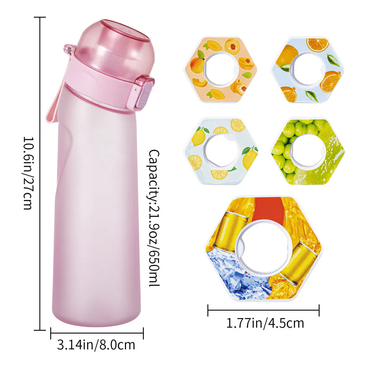 Спортивная бутылка для воды 650 мл с ароматизаторами, матовый черный