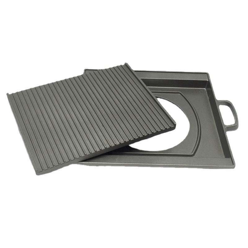 Large Rectangular Aluminum Striped Grill Pan Smokeless Grill Pan Teppanyaki Zihe Kitchen