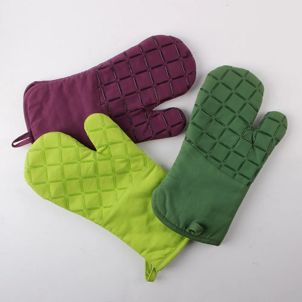 Kitchen Baking Heat Resistant Oven Glove Mitt with Silicone Coating