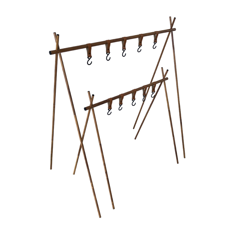 Outdoor Aluminum Alloy Portable Camping Shelf Folding Ultra Light Camping Tripod Travel Debris Hanger