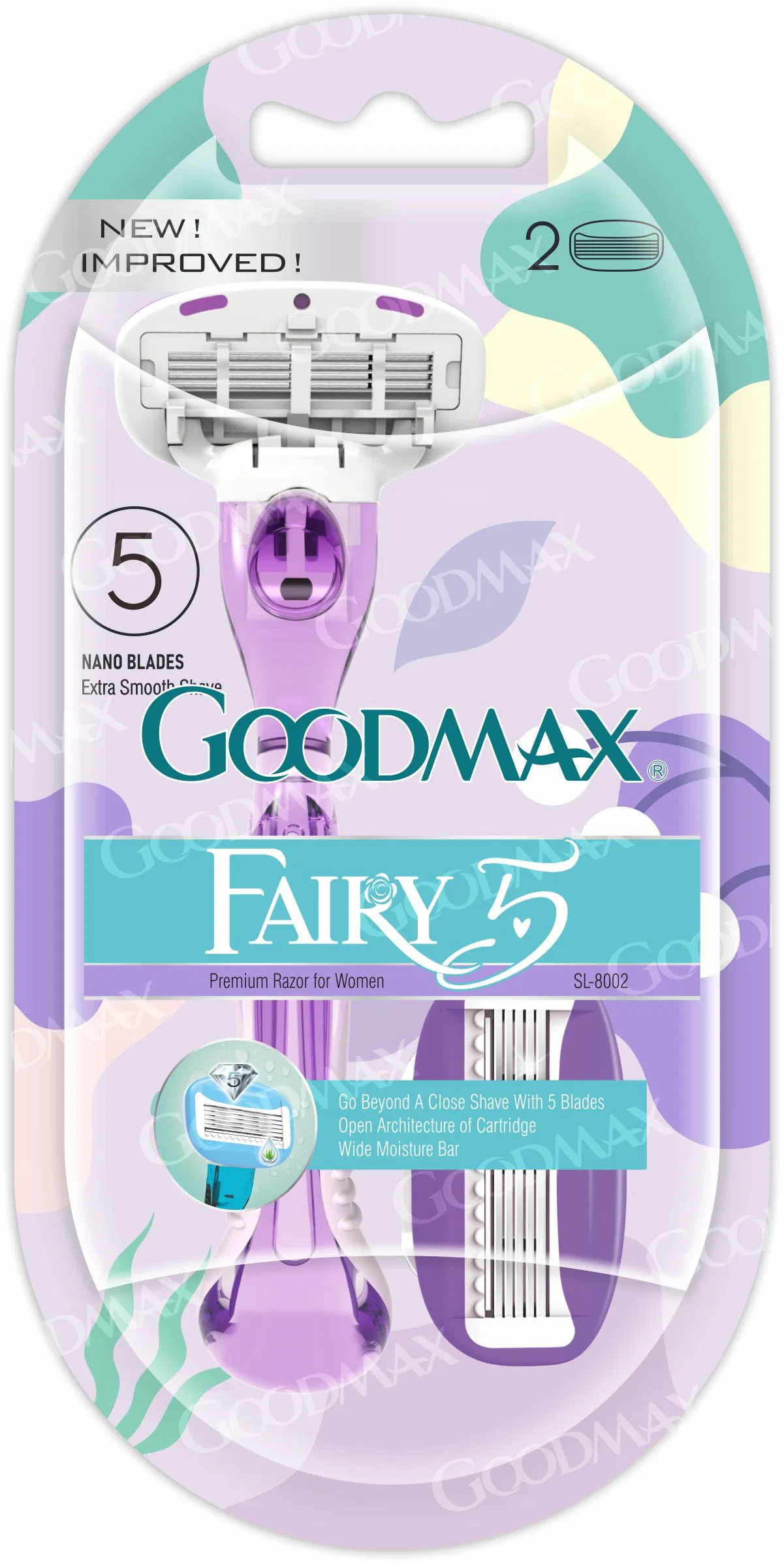 Five Blade Lady Razor System Open Back Design