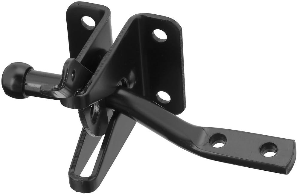 Self-Locking Gate Latch,Automatic Gravity Lever Latch for Wooden Fence Post Mount, Door Latch for Secure Pool,Garden,Shed,Black Powder Coated for Rust Resistanc