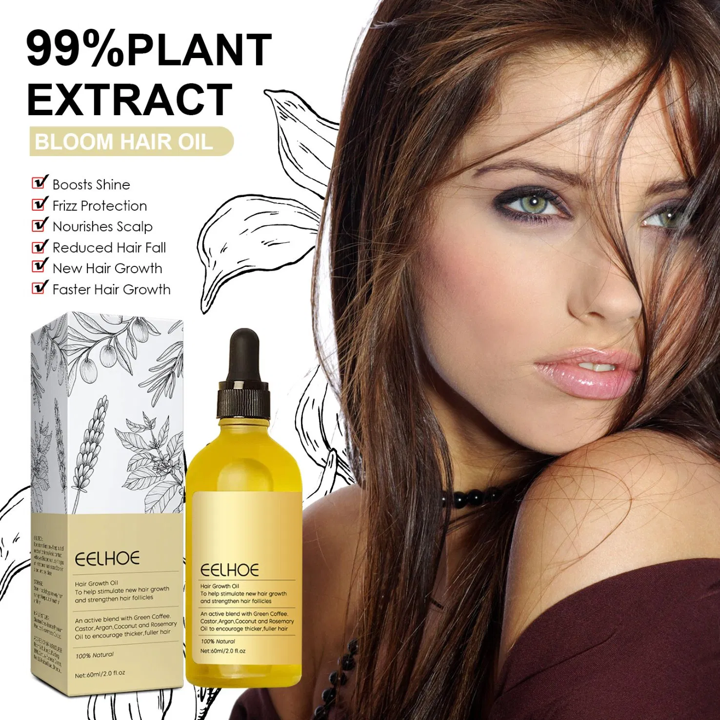 Organic Rosemary Hair Dense Growth Essential Oil Nourish Repair Damaged Hair Growth Promoting Essential Prevent Hair Loss Serum