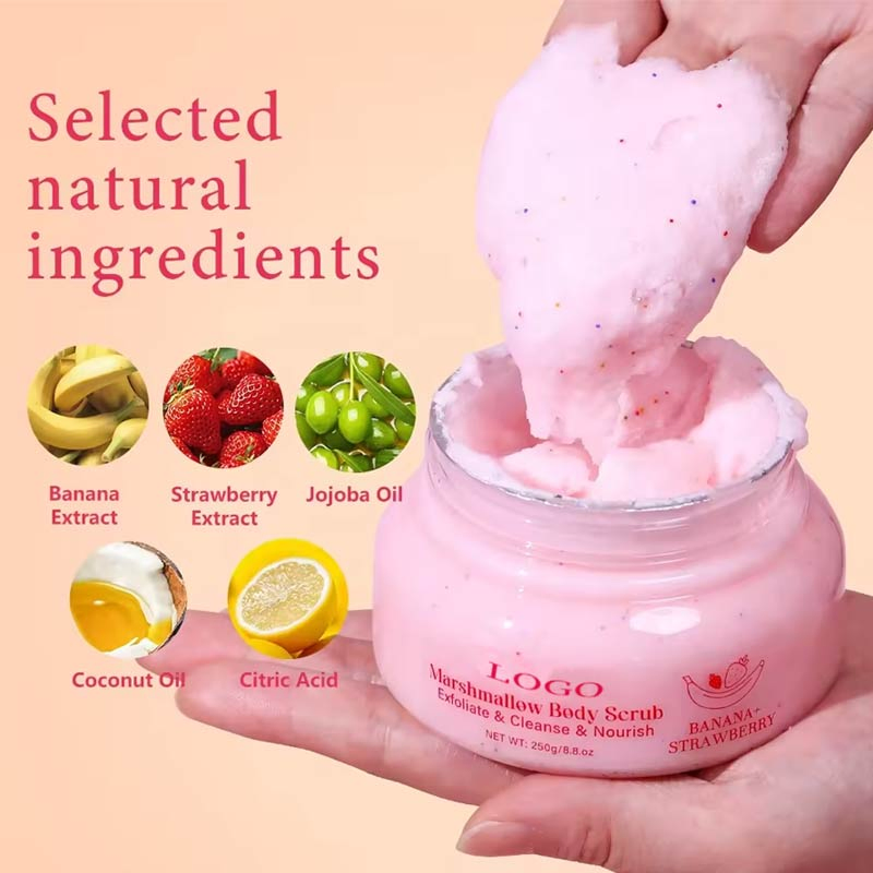 Ditong Oemodm Vegan Marshmallow Face Banana Strawberry Exfoliating Sugar Body Scrub