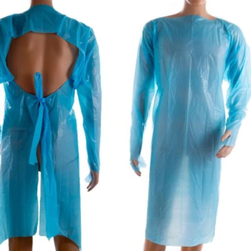 Disposable CPE Gowns Thumb Loop Disposable CPE PE Visiting Gown Plastic Apron