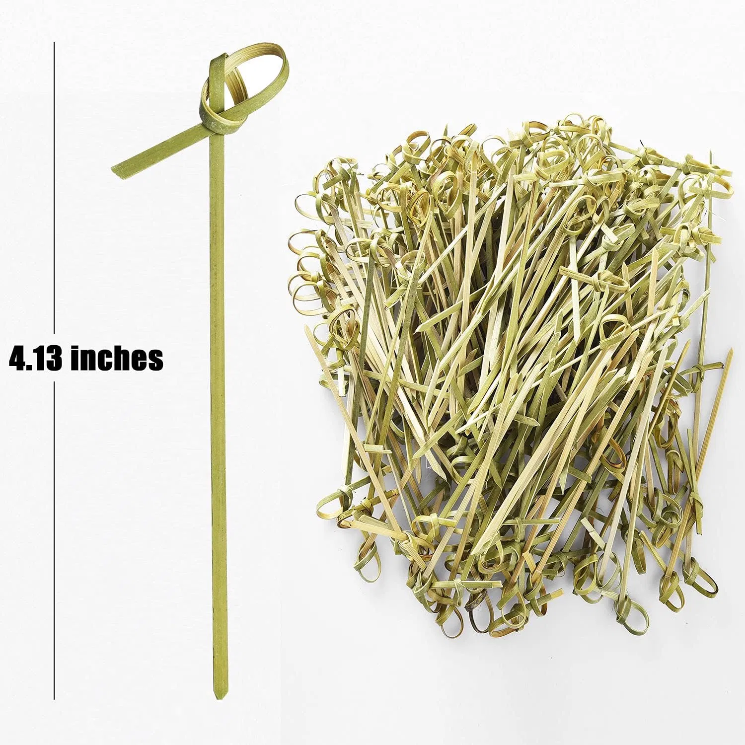 Wholesale Cheap Natural Knot Fruit Stick Bamboo Heart Shape Skewer with Bead 12cm Knot Skewer