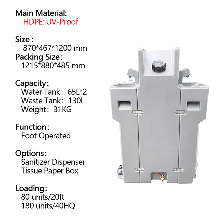 Mobile Outdoor Pedal Controlled Plastic Portable Wash Hand Washing Station with Tank