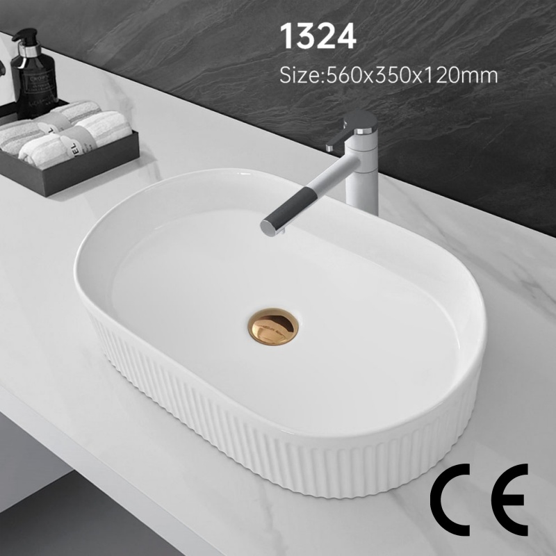 Керамическая раковина для ванной белая глянцевая