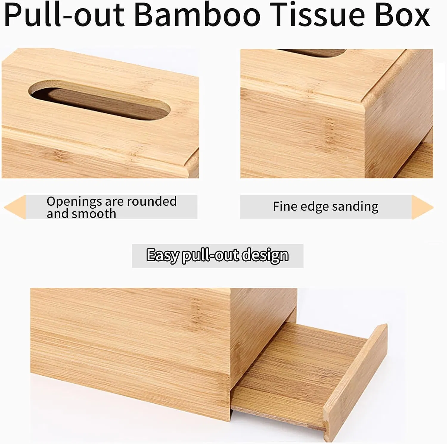 Bamboo Household Living Room Bedroom Office Desktop Tissue Box