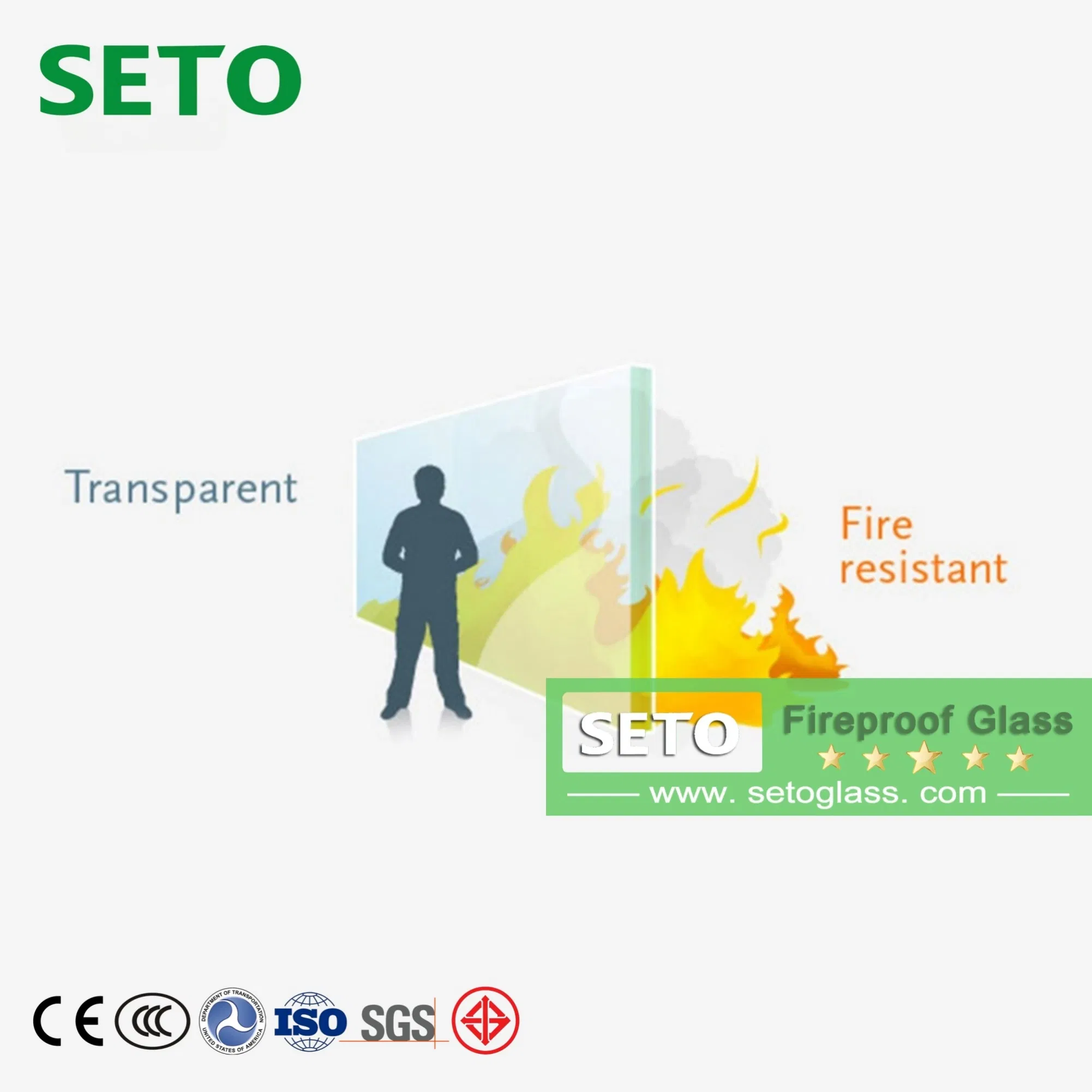 Fire-Rated Glass 60min Partition Wall Fireproof Glass Peephole