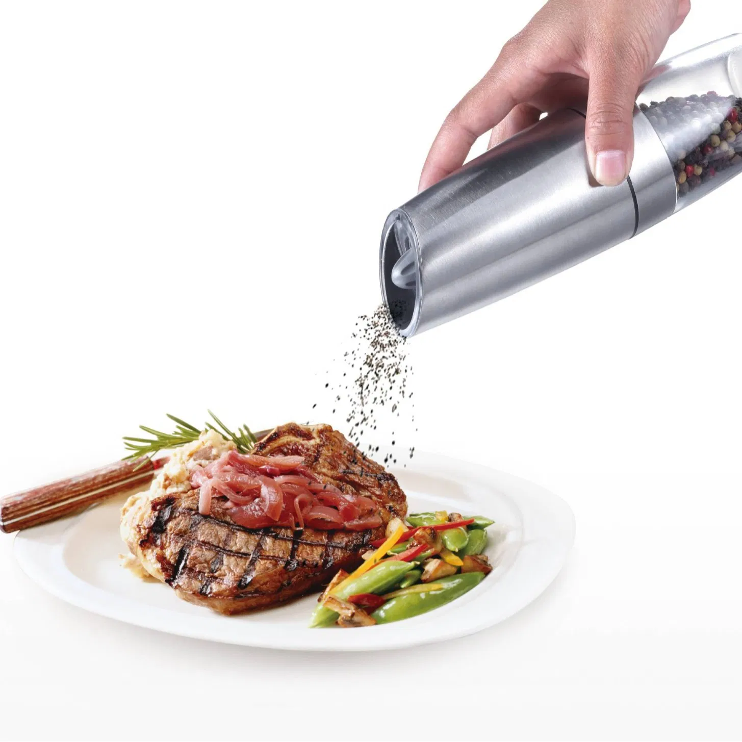 Hot Electric Automatic Gravity Sensor Stainless Steel Salt Pepper Grinder with Light