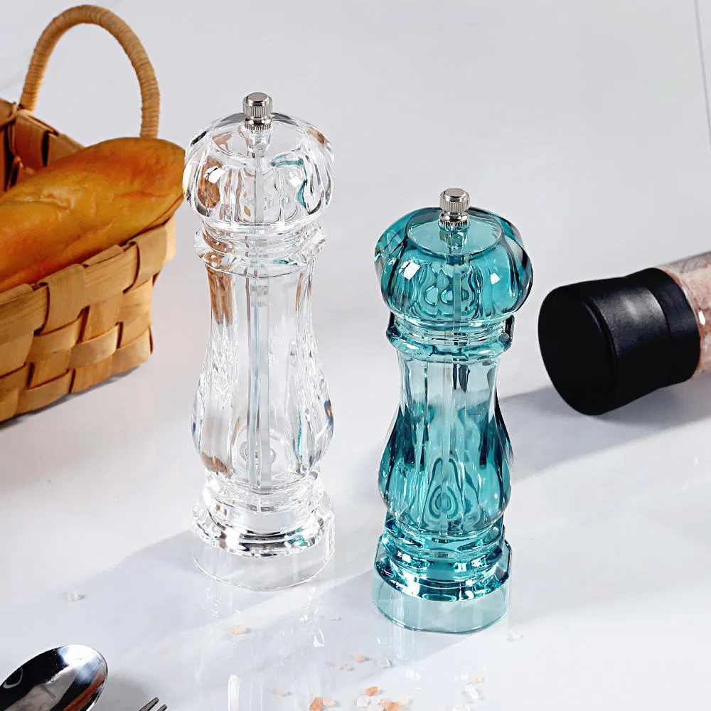 Blue Crystal-Cut Salt & Pepper Grinder Geometric Elegance Spice Mill