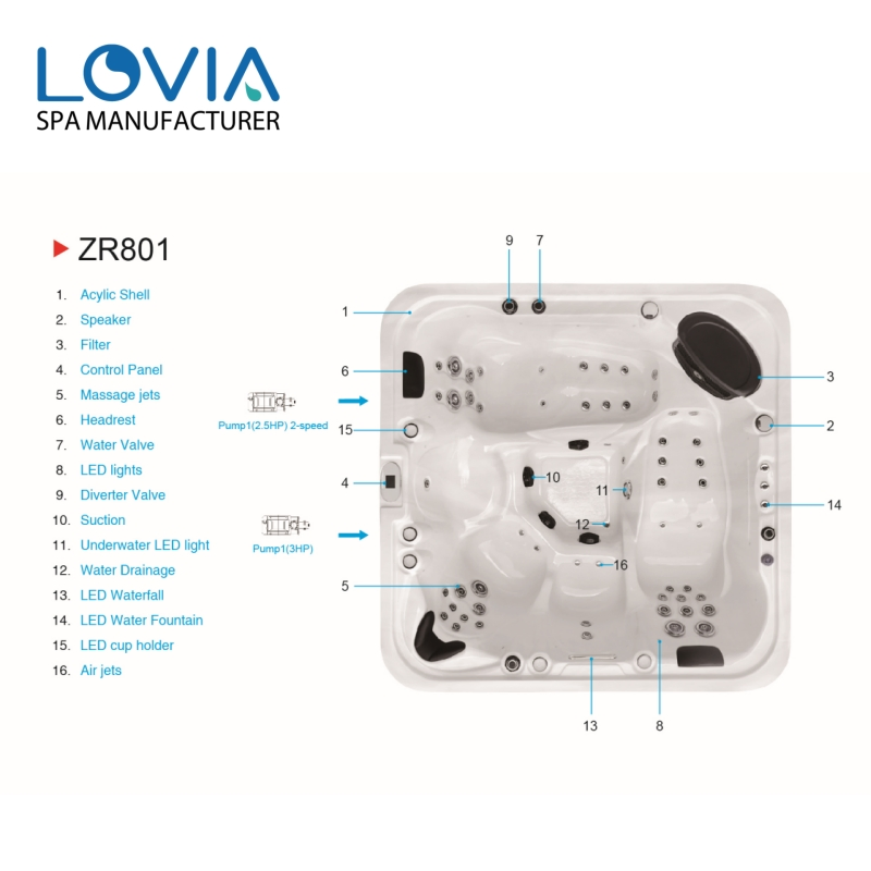 Гидромассажная ванна SPA 2м, 50 форсунок, акрил