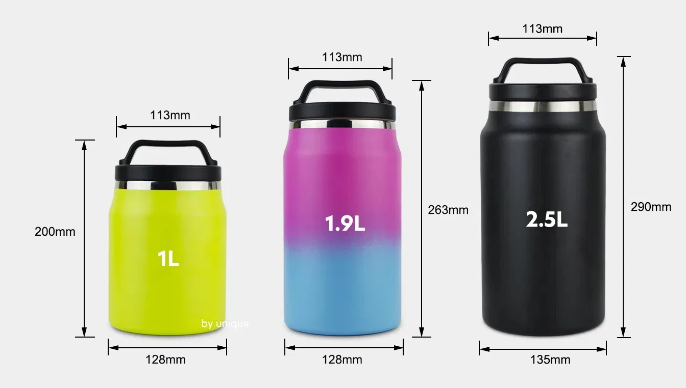 1L 1.5L 2.5L Stainless Steel Vacuum Insulated Beer Ice Bucket with Handle Cooler Tub for Outdoor