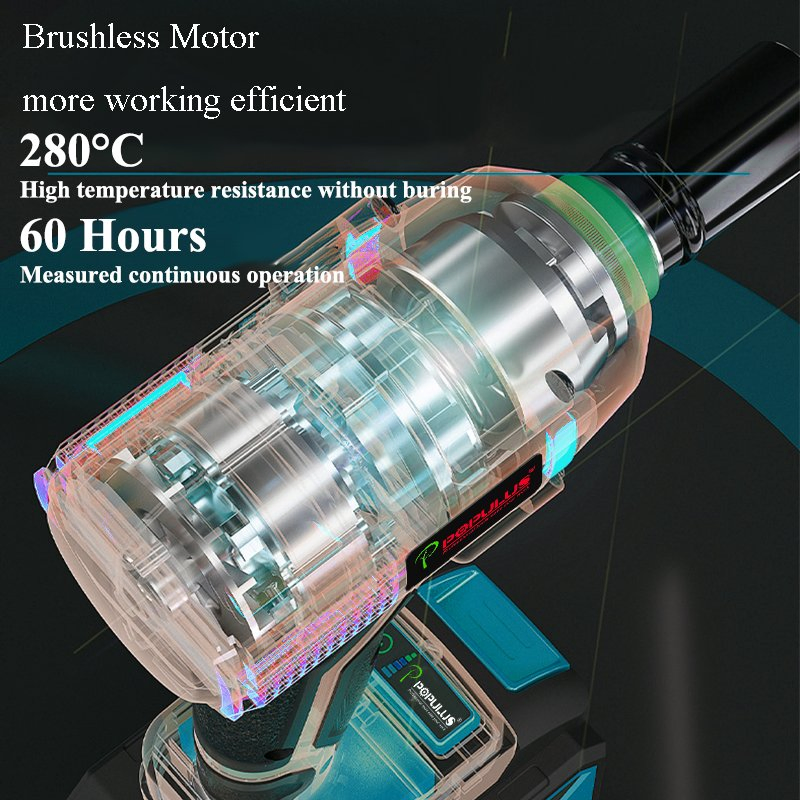 Populus Industrial Quality 20V Rechargeable Lithium Wrench 1/2" 3000bpm Impact Rate Electric Brushless Impact Wrench Cordless Wrench for South Africa Market