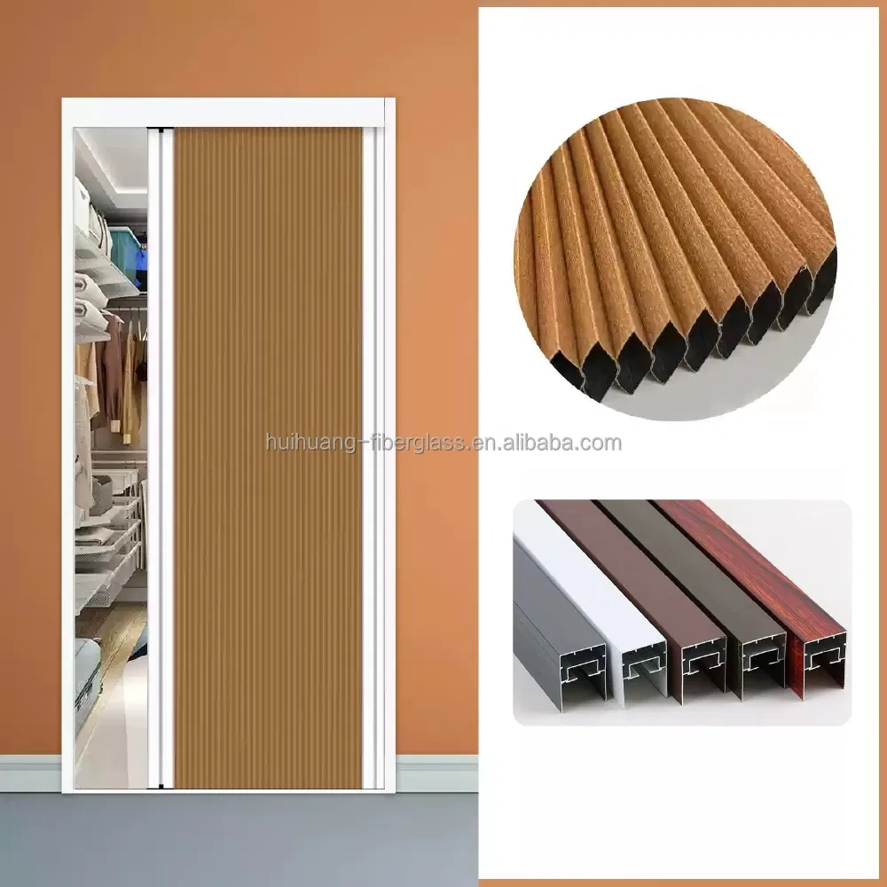 New Design Interior Room Aluminium Honeycomb Blind Sliding Door Non-Woven Fabric Folding Slide Retractable Door Window Blinds