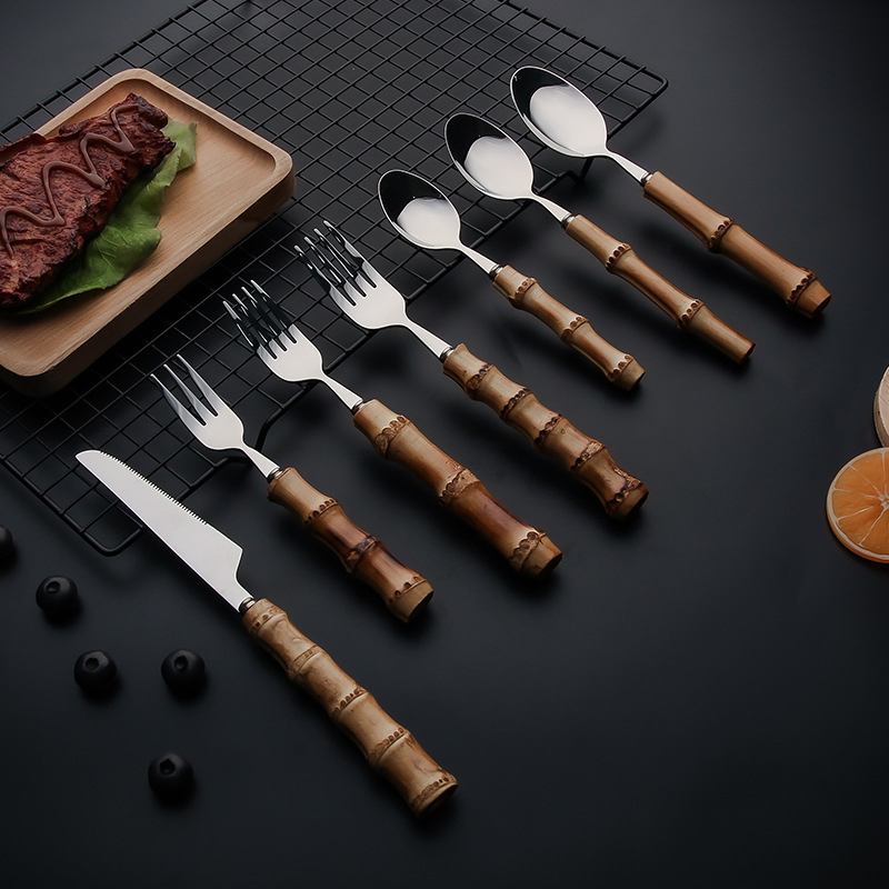 Bamboo Silver Kitchenware Set, Hoften Bamboo Kitchen Set for 6