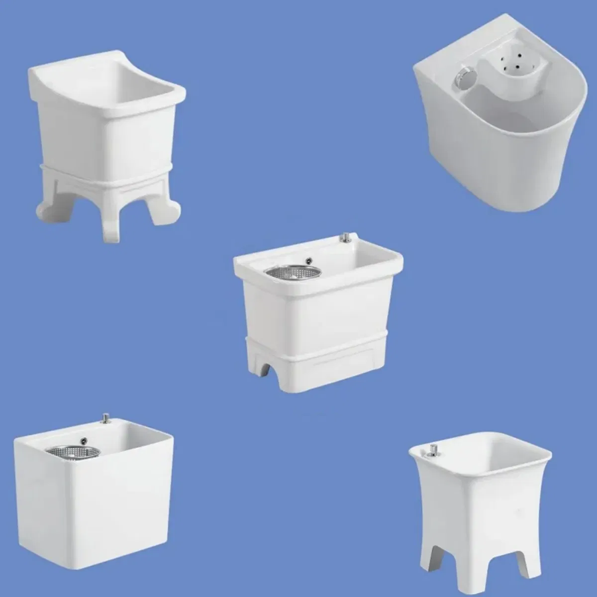 Wholesale White Glazed Ceramic Mop Tub Sink Outdoor Use Rectangular Shape