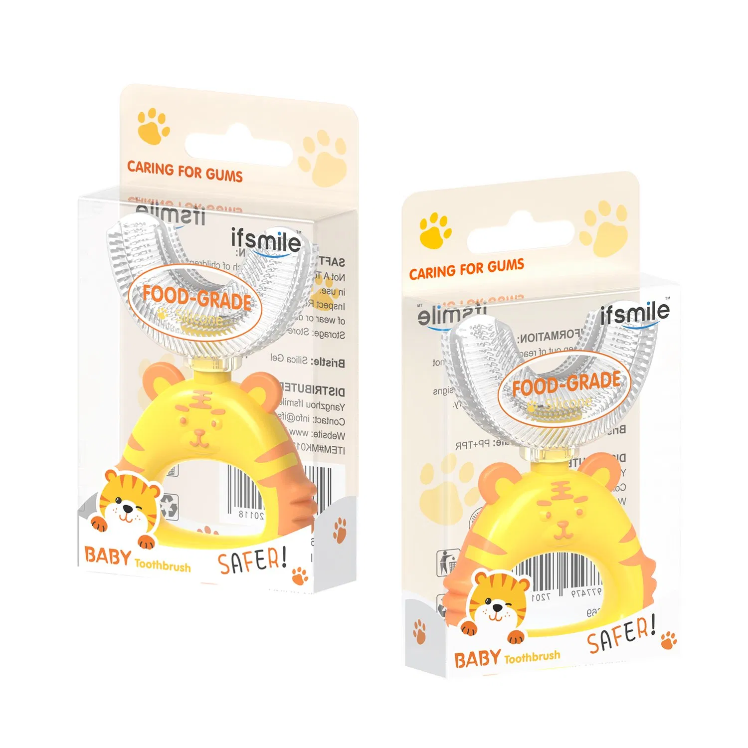 U-Shaped Mold Kids Toddler Toothbrush Food Grade Soft Silicone Brush Head Manual Whole Mouth Toothbrush for Baby Children 360° Oral Teeth Cleaning