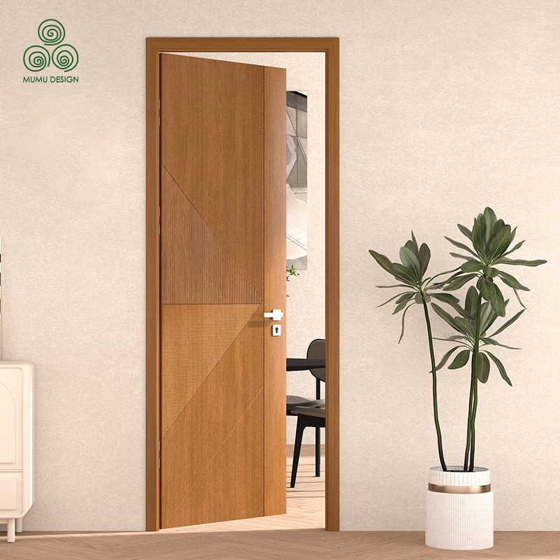 Premium Oak Walnut Main Entrance Interior Pivot Automatic Wooden Door