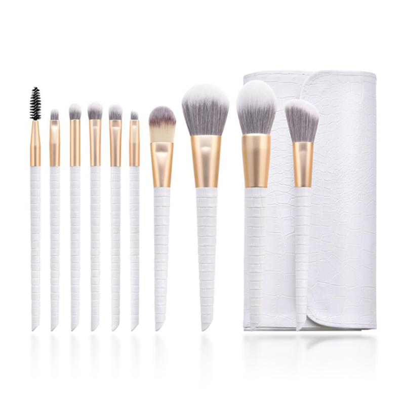 High Quality Vegan Cruelty Free Makeup Brushes Private Label 10PCS White /Black Foundation Makeup Brush Set