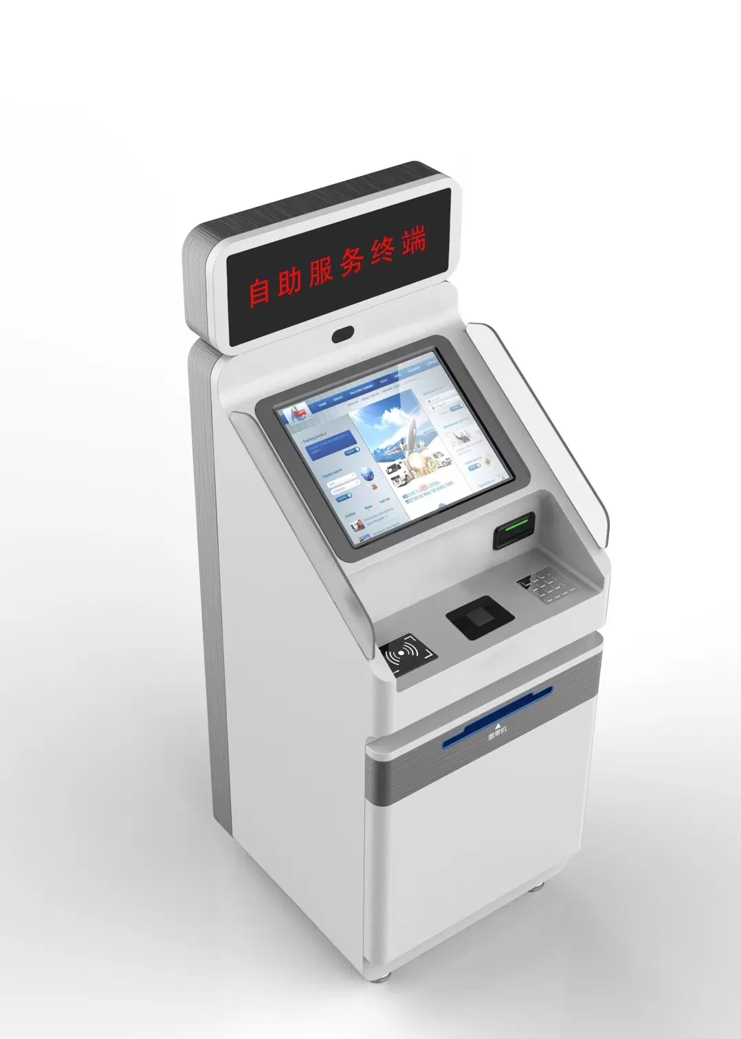 Interactive Self-Service Kiosk Terminal Thermal Receipt Print Multi-Currency Cash Deposit ATM Machine