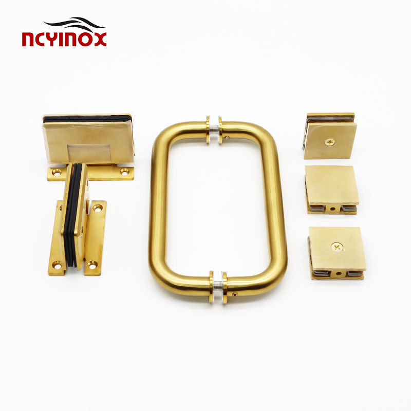 Factory Direct ODM/OEM Luxury Shower Hardware Set with Pull Handle, Heavy Duty Glass Hinges, Glass Clamps