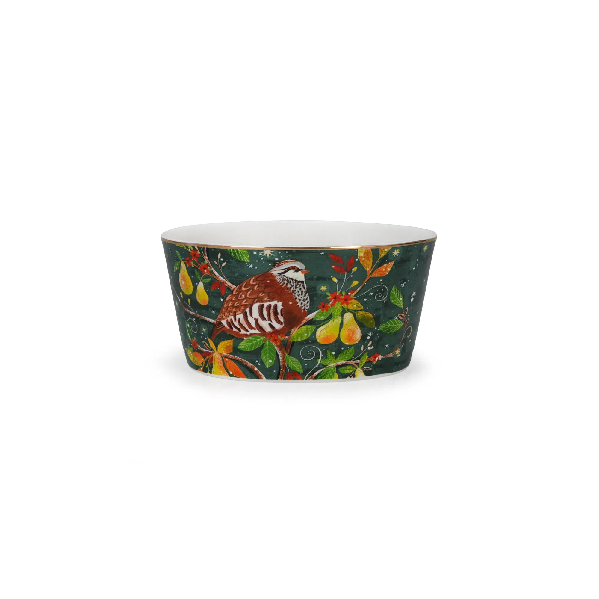 Decorative Christmas Ceramic Cereal Bowl Set Porcelain Bowls with Luxurious Gold Rim