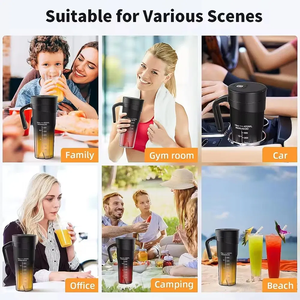 Portable Blender Cup Bottle USB Rechargeable Fruit Mixer Mini Hand Juicer