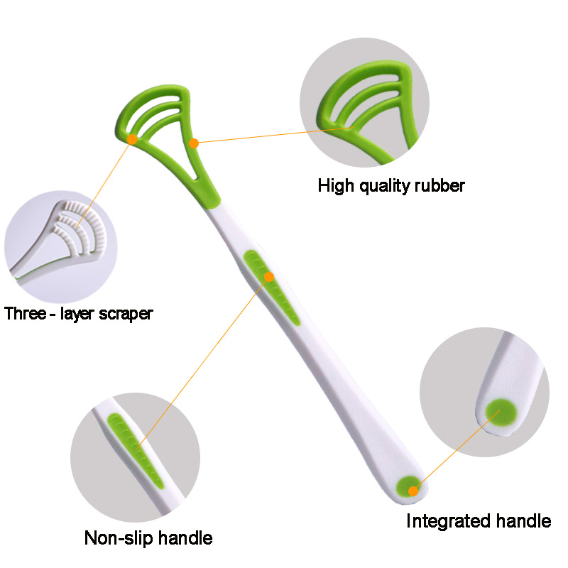 Silicone Plastic Tongue Cleaner Brush Customized Tongue Scraper