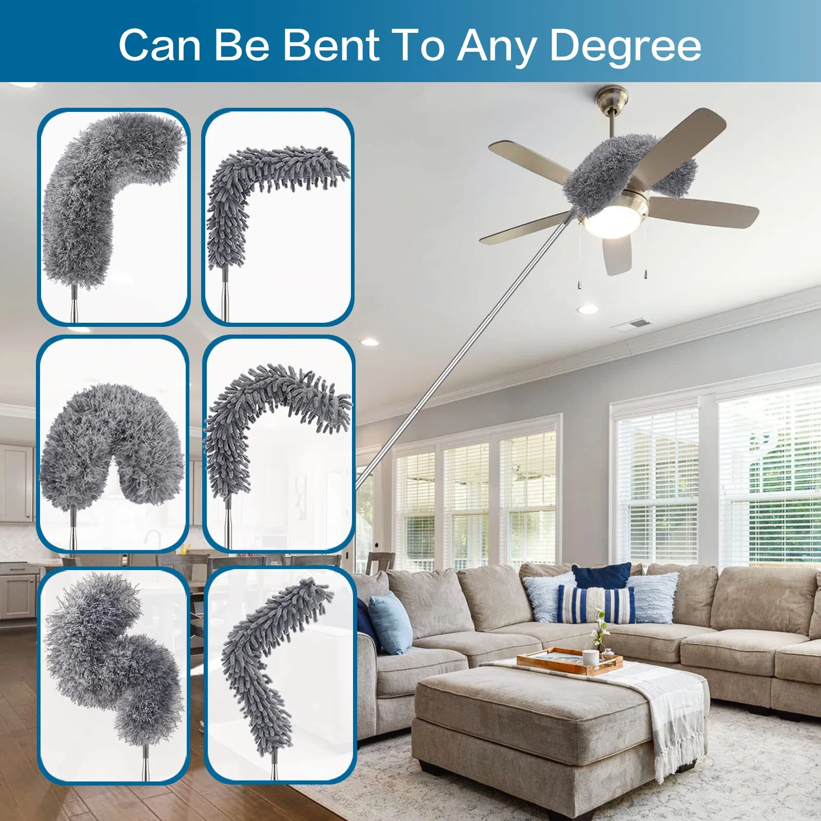 High Ceiling Fan Microfiber Extension Pole Retractable Dust Brush Feather Cobweb Dusters