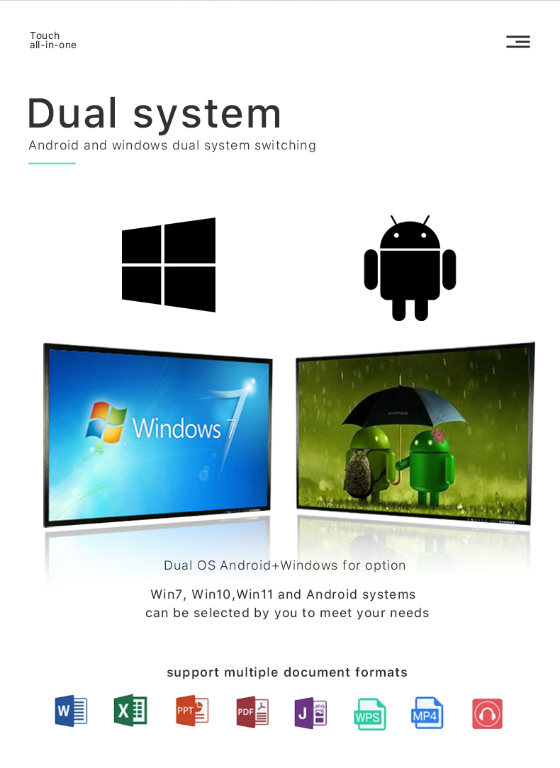 Indoor Flat Panel Screen 4K Smart Digital Board Interactive Whiteboard