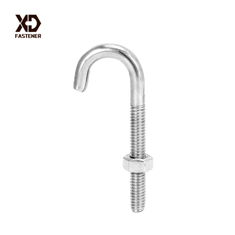 L Hook Bending J Bolt with Nut M12 M18 M24 Galvanized Carbon Steel U L D J Shape Anchor Bolt